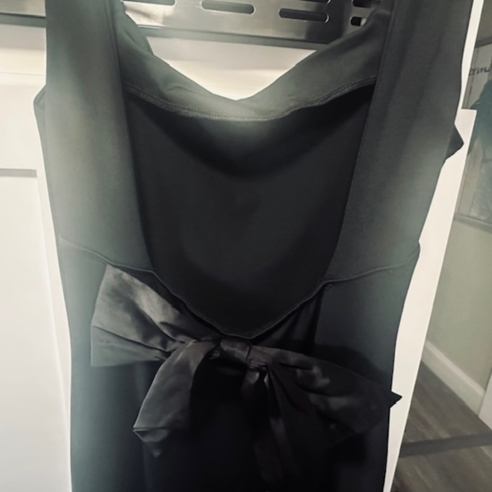 Cider  Sheen Black Long Evening Gown w/Cut Out back and Satin Bow - NEW w/TAGS!!